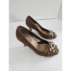 Aerosoles Brown Peep Toe Pumps Heels Shoes Women's 6.5 Heelrest
